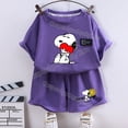 thumbnail image 3 of Camiseta de Snoopy para niño y niña, conjunto de 2 piezas, pantalones cortos, Tops de dibujos animados, chándales deportivos, trajes, regalo de cumpleaños, 3 of 5