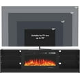 thumbnail image 6 of MELLCOM 70" Fireplace TV Stand with 36" Electric Fireplace, Entertainment Center with Adjustable Glass Shelves for TVs up to 70", for Living Room, Black, 6 of 10