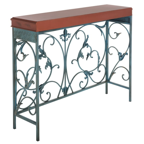 SAFAVIEH Cynthia Traditional Swirls Rustic Console End Table, Brown