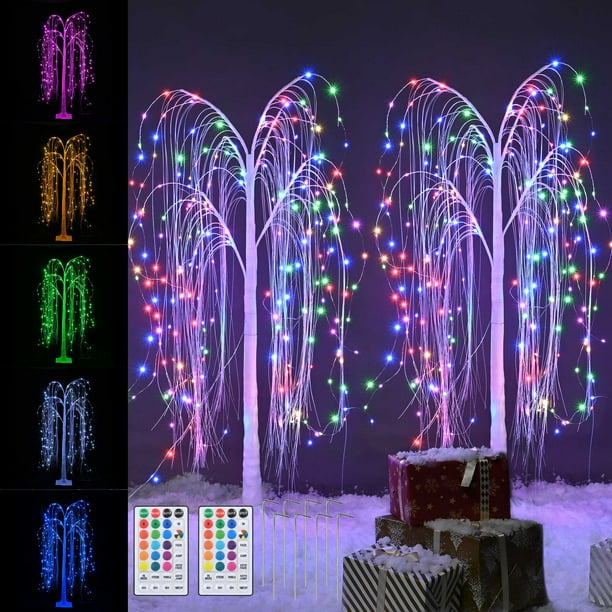2 Pack 5 Ft Willow Tree Light 216 RGB LED Color Changing Home