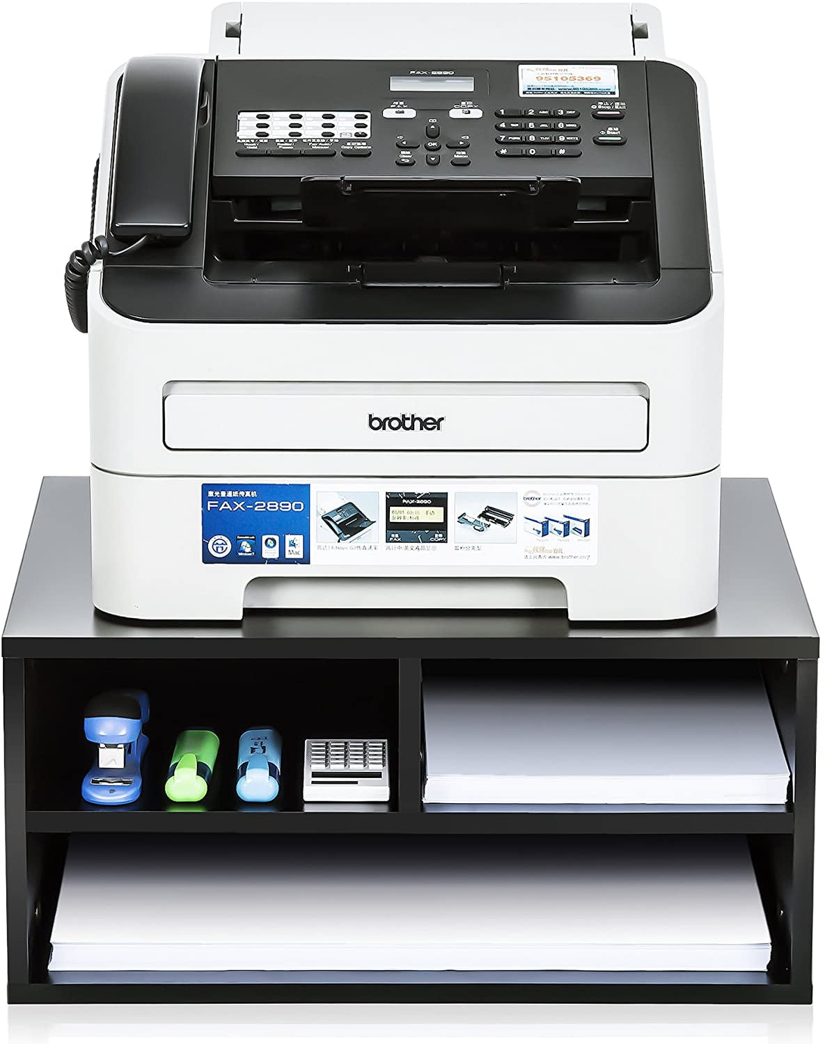 FITUEYES Printer Stands， Large Desktop Paper Organizer, Black