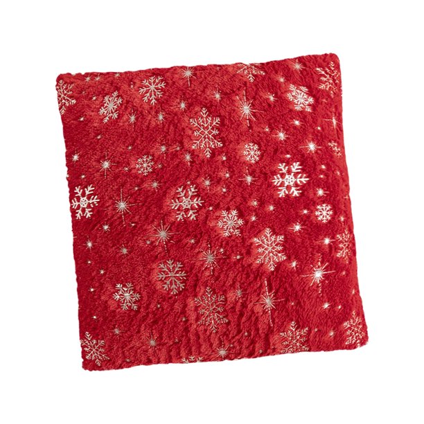 Christmas Pillow Cover Plush with Snowflake Glitter Fuzzy Pillow Case