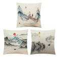 thumbnail image 1 of Juego de 4 fundas de almohada decorativas de 45x45CM con pintura de tinta de paisaje, fundas de almohada para sofá Vhermosa BST3053944-3, 1 of 5