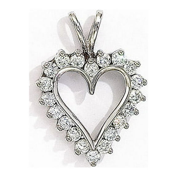 14K White Gold Diamond Heart Pendant with 18" Chain