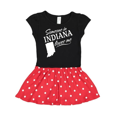 

Inktastic Someone in Indiana Loves Me Gift Toddler Girl Dress