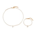 thumbnail image 1 of Conjunto de 2 collares y pulseras para mujer, con decoración de perlas de imitación, diseño geométrico, longitud ajustable, color oro rosa, 1 of 8