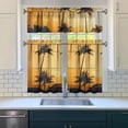 thumbnail image 3 of Boho Tropical Beach Sunset Curtains - 3 Piece Kitchen Set with Palm Tree Design, Farmhouse Tier & Valance Window Treatments, 3 of 5