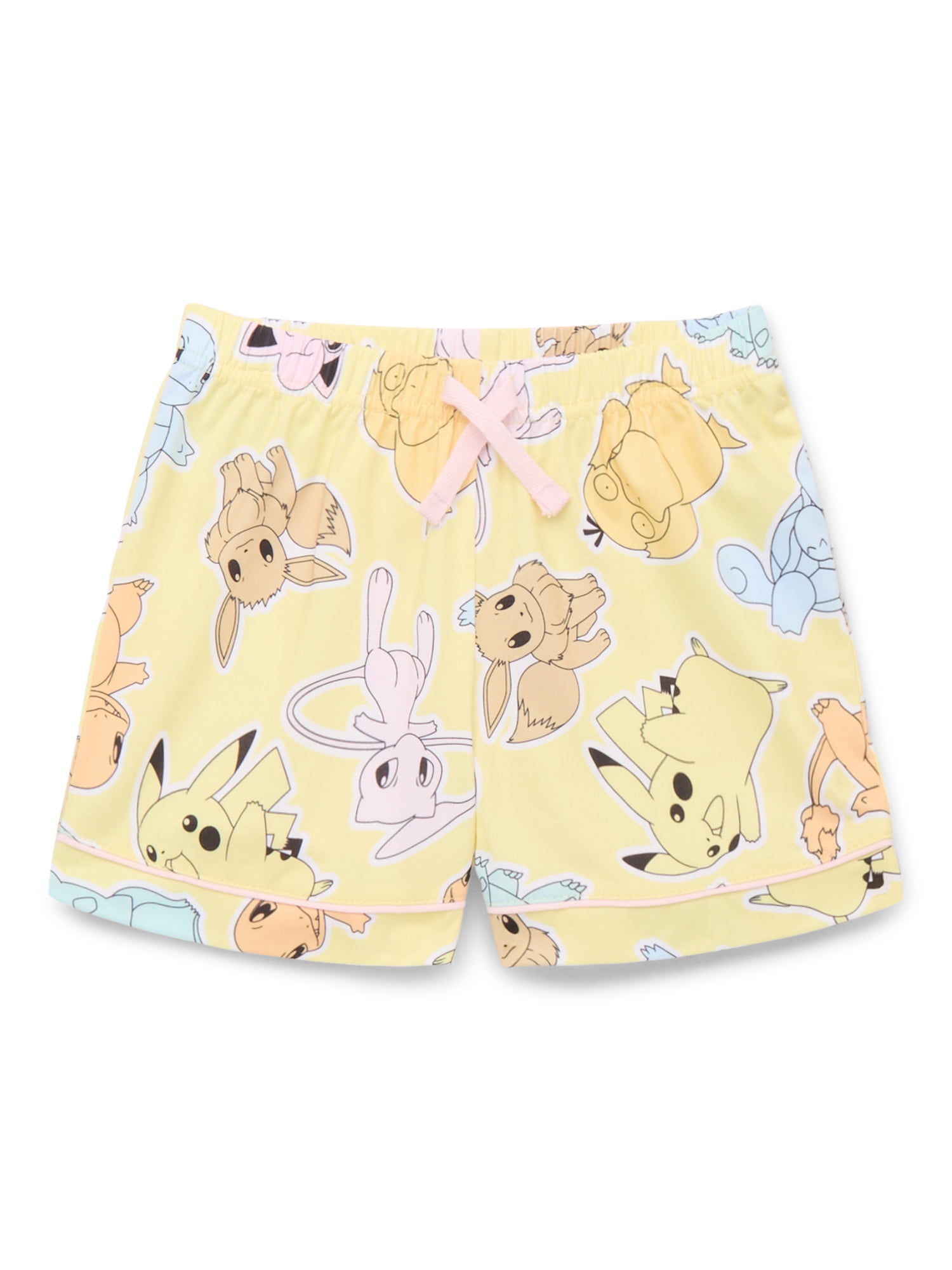 Pokemon Girls Button Front Top and Shorts Pajama Set, 2-Piece, Sizes 4-12