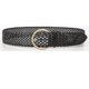 thumbnail image 2 of 2 Inch Wide Leather Braided Belt For Women Hand Made Soft Woven Waistbands With Gold Round Pin Buckle, 2 of 3