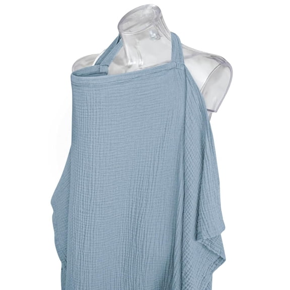 Nursing Cover for Baby Breastfeeding, Cover with Rigid Hoop for Mother Nursing Apron, Multi-use Carseat Canopy (Blue 71*95cm)