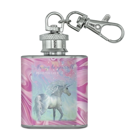 Always Be Yourself Unless You Can Be a Unicorn Pastels Stainless Steel 1oz Mini Flask Key Chain