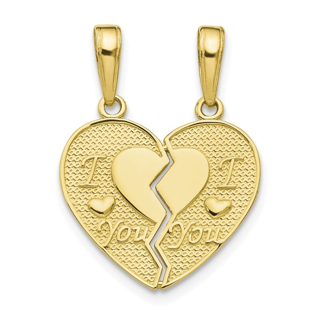 I Love You Heart Pendant Solid 14k Yellow & White Gold Love Charm Diamond Cut I Love You Heart Pendant Solid 14k Yellow & White Gold Love Charm Diamond Cut