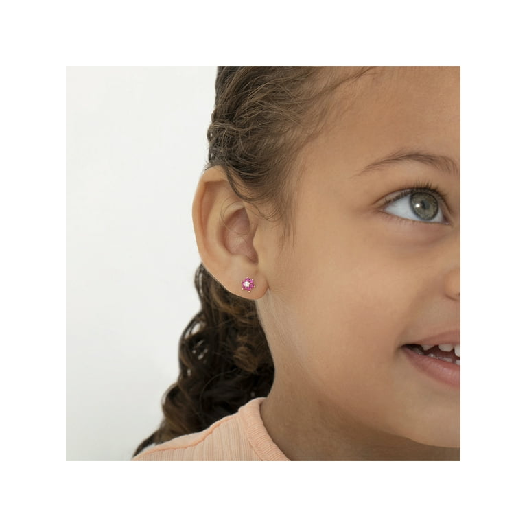 925 Sterling Silver Enamel Daisy Screw Back Earrings for Toddler Girls Flower, Toddler Girl's, Size: One Size