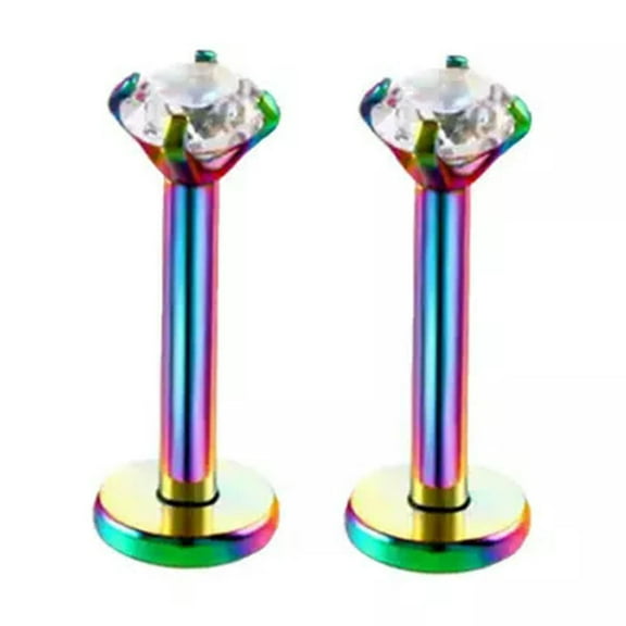 EOEMY Lip Ring Ear 2Pcs Surgical Steel Monroe Stud Helix Piercing / Tragus Labret Bars-Multicolor-8mm-2Pc