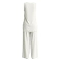 thumbnail image 6 of Two Piece Sets for Women Cotton Linen Summer Casual Outfits Fashion Solid Color Crew Neck Sleeveless Tops Wide Leg Pants with Pockets Vacation Travel Outfits, 6 of 8