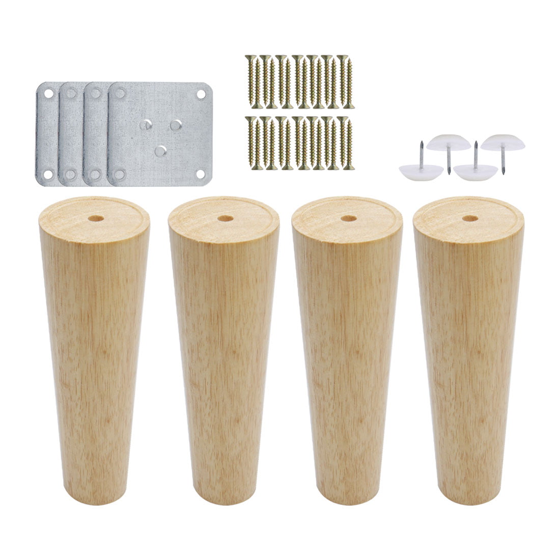 uxcell 4 Inch Round Wood Furniture Legs Sofa Couch Chair Table Desk Cupboard Closet Cabinet Bench Feet Replacement Set of 4