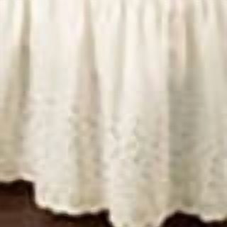 Collections Etc Eyelet Floral Scalloped Elastic Dust Ruffle Bed Skirt, Wrap-Around Easy Fit Design, Ivory, Twin/Full