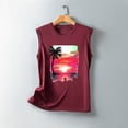 thumbnail image 5 of Penkiiy Hawaiian Beach Tank Tops for Women Palm Tree Graphic Shirts Sunset Beach Tank Vest Vintage Summer Vacation Sleeveless Tee XL Wine, 5 of 5