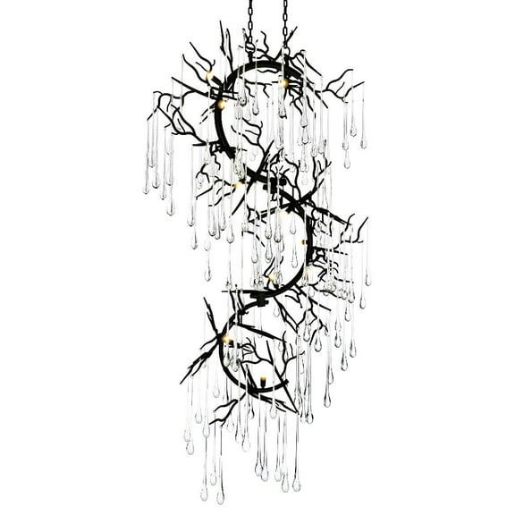 CWI Lighting Anita 12 Light Transitional Glass Chandelier in Black