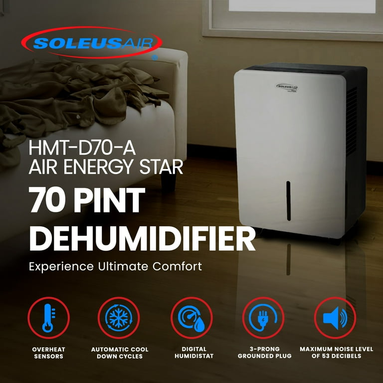 Restored SoleusAir HMT-D70-A Air Energy Star 70 Pint Dehumidifier  (Refurbished)