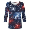 thumbnail image 4 of 3/4 Length Sleeve Womens Tops Plus Size Heart American Flag T Shirts for 4th of July Independence Day Patriotic Tshirts USA Star Stripes Graphic Tees Casual Crewneck Tunic Top Memorial Day Outfits, 4 of 5