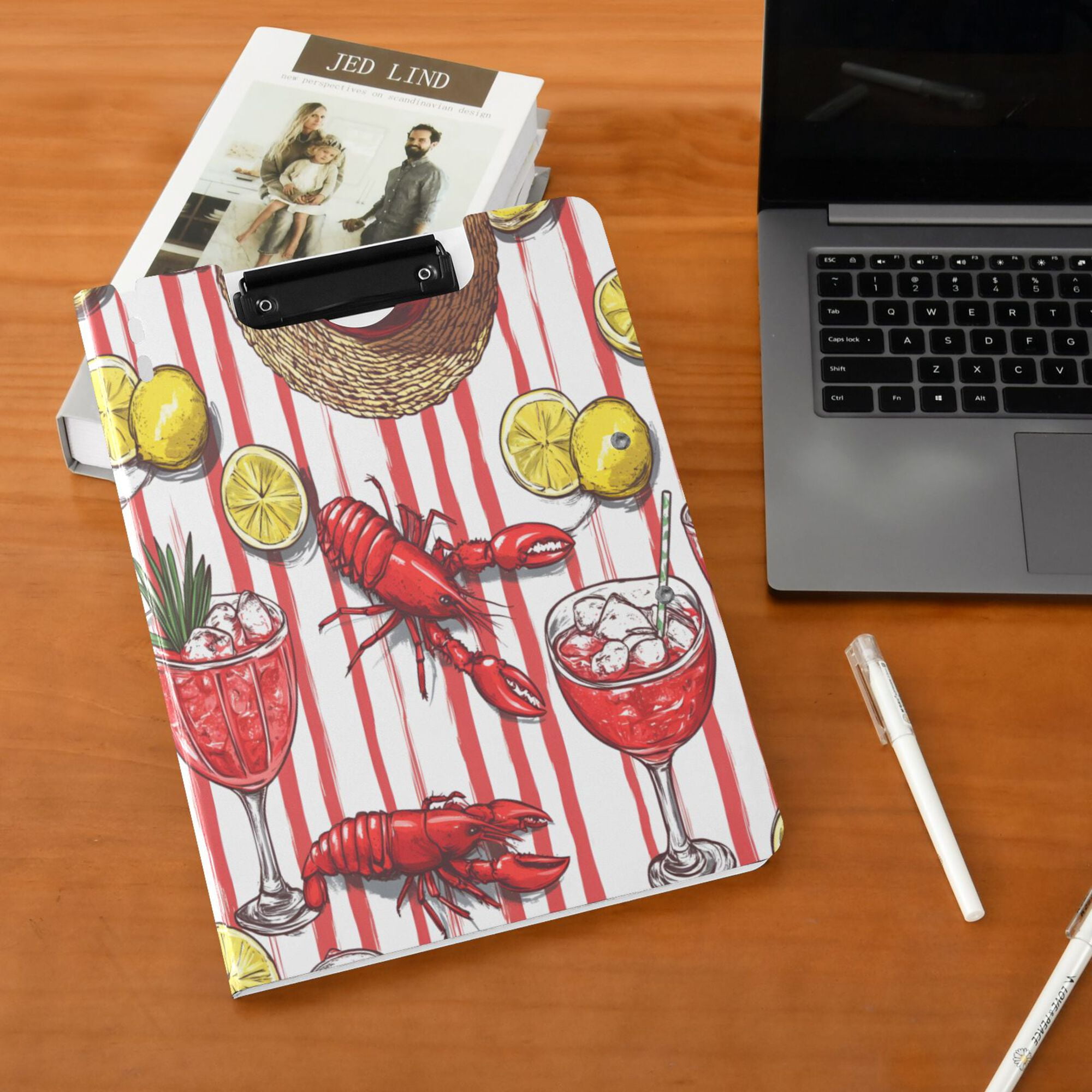FORMRS A4 Clipboard Folder with Pen Holder Horizontal Foldable School Office Binder, Red Lobster