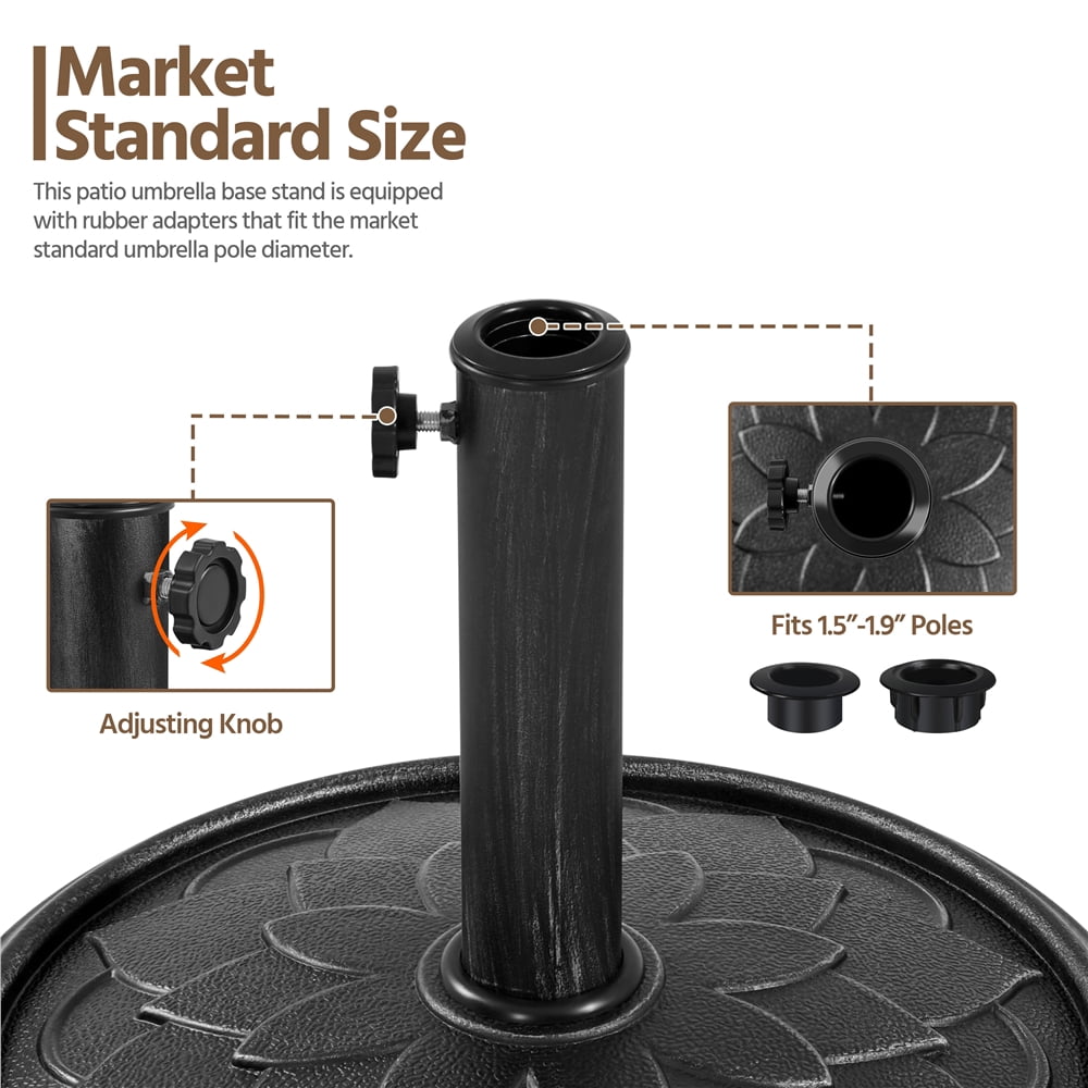 Yaheetech Outdoor Iron Umbrella Base Stand with Flower Petal Pattern, Black