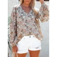 thumbnail image 3 of Floral Chiffon Lantern Sleeve Blouse, 3 of 3