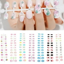 FSTDelivery 24Pcs Cute Press On Nails for Women Girls Daily Travel,Colorful Acrylic Fake Nails with Flowers Heart Cat,Wearable Nail Strips Finished Nail Strips for Valentine's Easter Spring