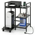 thumbnail image 1 of Gymax 25'' x 16'' 3-Tier Printer Table w/ Storage Shelves Wheels for Home Office Black, 1 of 10