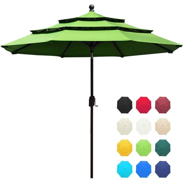 EliteShade Sunbrella 9Ft 3 Tiers Market Umbrella Patio Outdoor Table