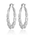 thumbnail image 5 of 925 Sterling Silver Bamboo Round Medium Hoop Earrings, 5 of 11