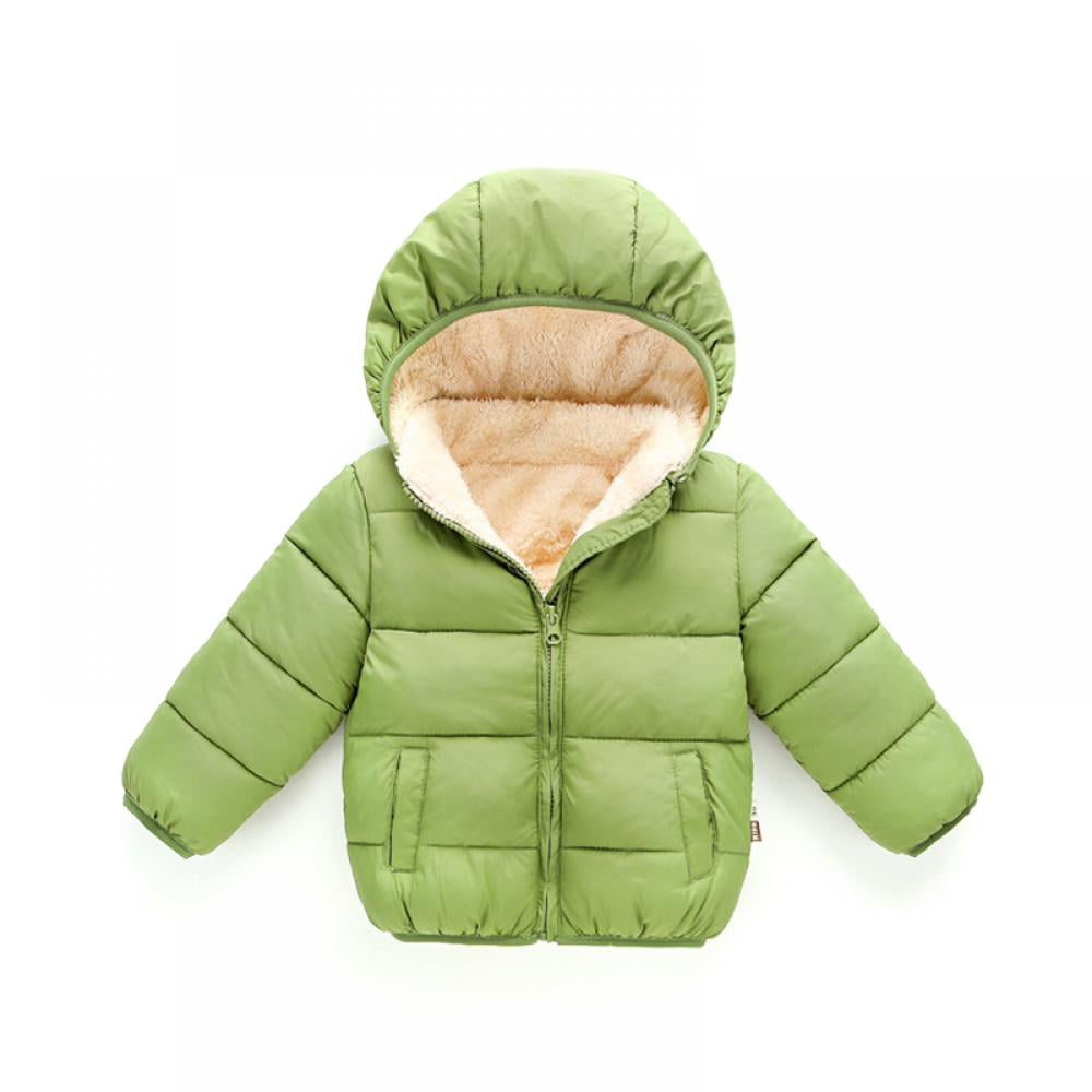 Toddler Baby Winter Hooded Jacket Little Kids Boy Girl Lining Cotton Thick Outerwear Coat