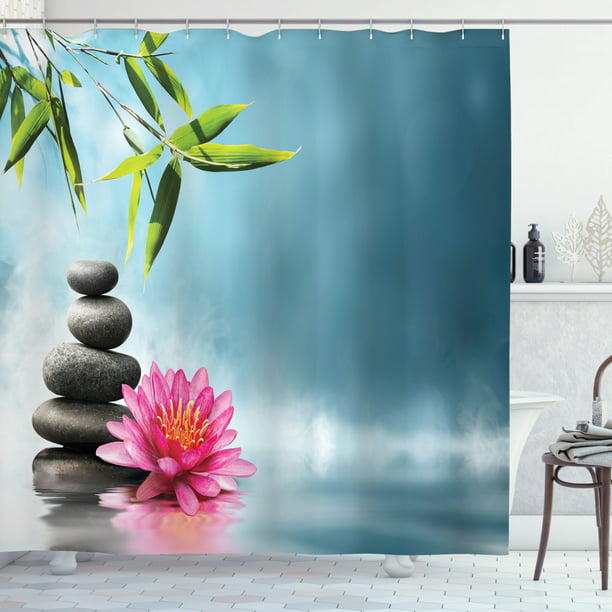 Spa Shower Curtain Theme With Lily, Lotus Blossom Shower Curtain