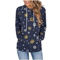 thumbnail image 2 of Ounisa Women's Pullover Sweatshirt Drawstring Tis The Season Snowflake Printed Waffle Hoodie Long Sleeve Tops with Pocket, 2 of 5