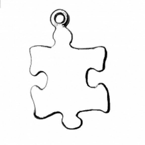 Sterling Silver 16" .8mm Box Chain Flat Puzzle Piece Pendant Necklace