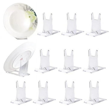 12 Sets Acrylic Plate Stands Plastic Display Holders Picture Plate Holders Clear Mini Easels Stands to Display Pictures or Plate for Home Office Supplies Festival Party Decoration