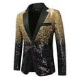 thumbnail image 2 of ZUKMRJPC Mens Stylish Sequin Suit Jacket Two Color Conversion One Button Slim Fit Dress Suit Jacket Fashion Wedding Party Prom Festival Sport Coat, 2 of 4