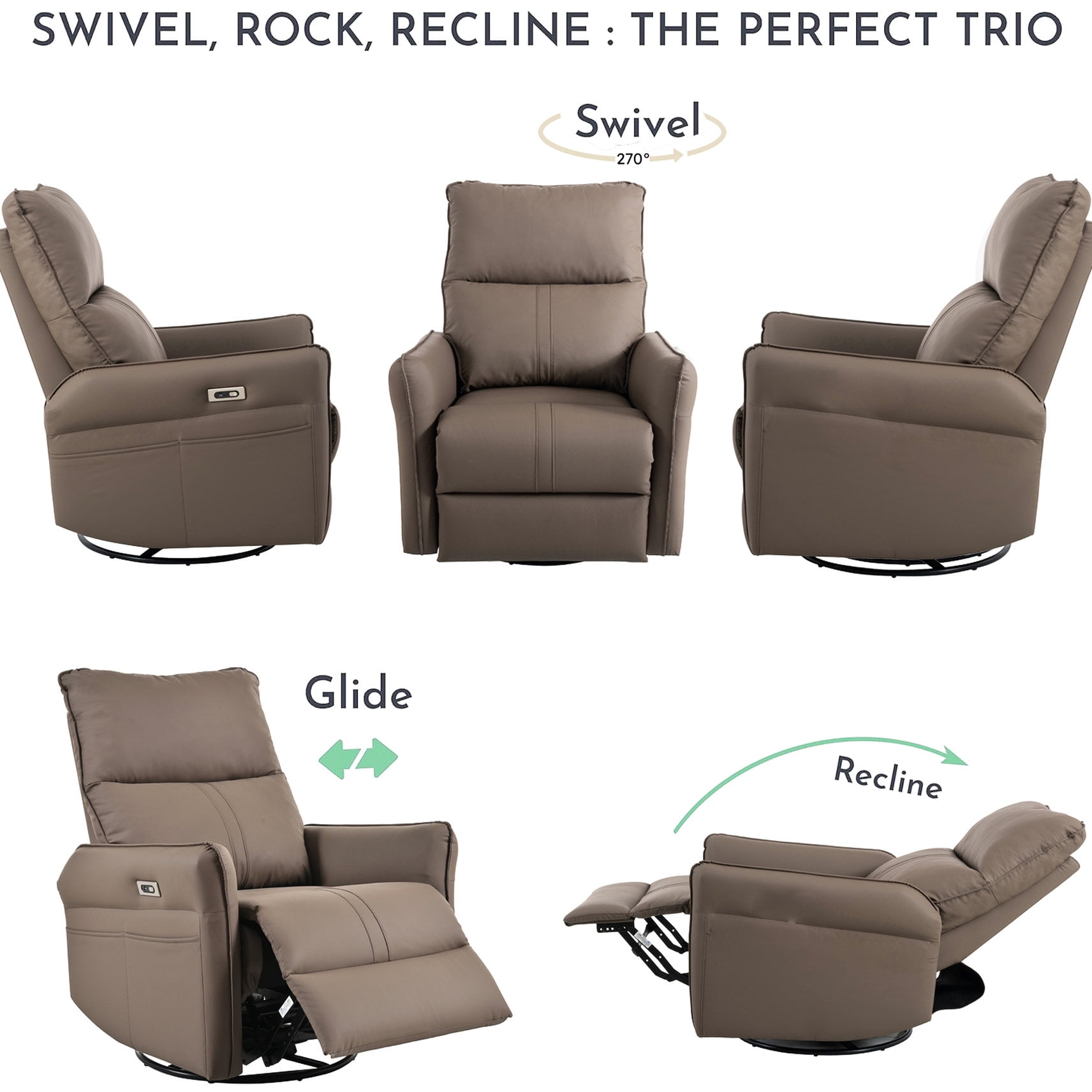 Power Recliner with USB Charging / Perfect for Family Gatherings in the Living Room