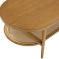 thumbnail image 5 of Nathan James Sonia Bohemian 2-Tier Oval Coffee Table, Living Room Cane Table with Storage Shelf and Mid-Century Legs in Honey Brown Wood with Rattan Accent, 5 of 5
