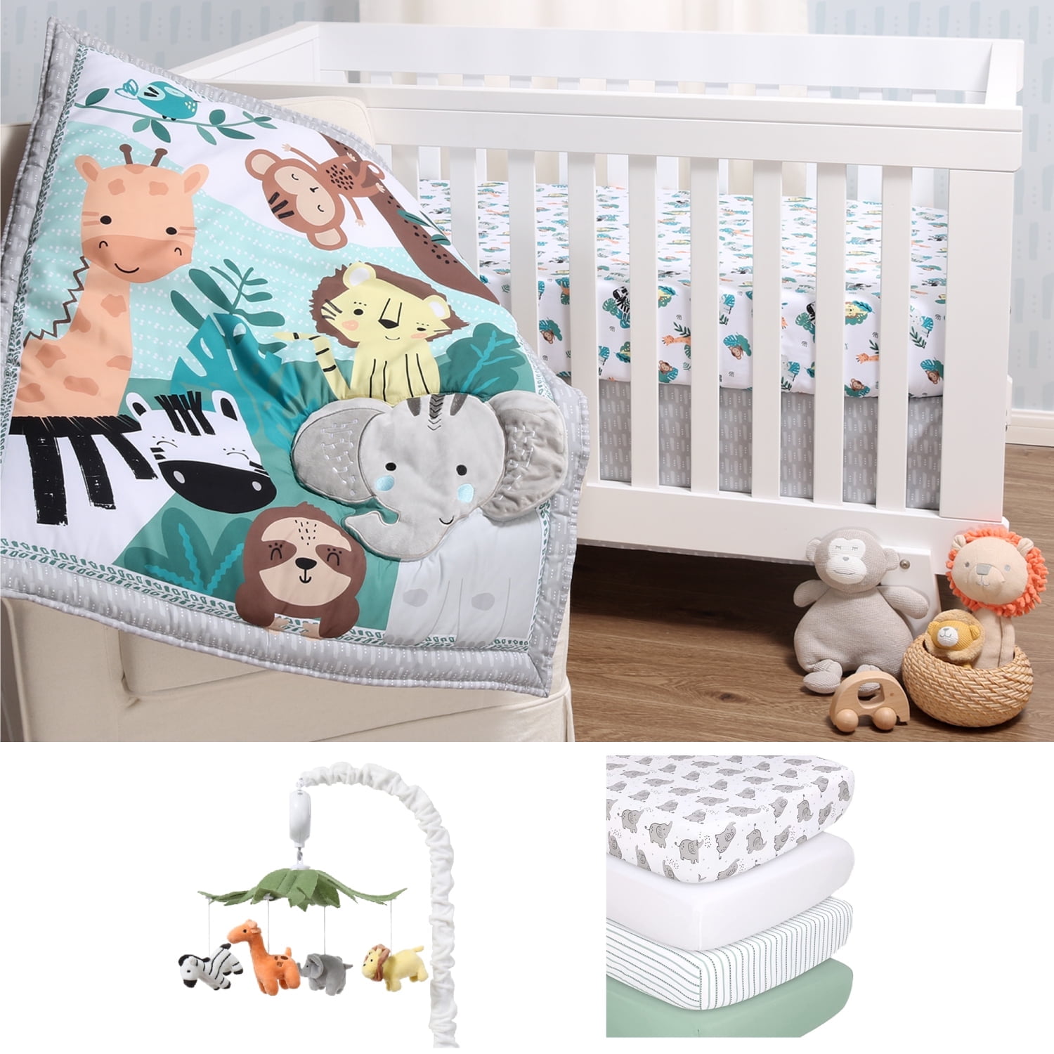 Lambs Ivy Jungle Friends 5-Piece Safari Animals Nursery Baby
