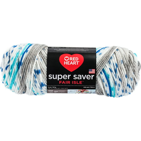 Red Heart Super Saver Acrylic Fair Isle Calm Yarn, 1 (Best Yarn For Fair Isle Knitting)