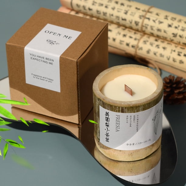 Xiao Hua 1 vela de aromaterapia de bambú como recuerdo, pequeña vela perfumada con fragancia de orquídea como adorno decorativo para el dormitorio del hogar, tamaño grande: 3,15 x 3,82 pulgadas