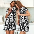 thumbnail image 4 of Disketp Black White Spooky Ghosts para Camisón Corto de Manga Corta para Mujeres, Camisón Cómodo con Escote Redondo, Bonito y Confortable, 4 of 6