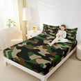 thumbnail image 4 of jejeloiu Rustic Mallard Duck Queen Sheet Sets,Green Brown Camo Bed Set For Boys Women 4-Piece, 4 of 7