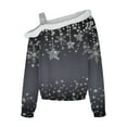 thumbnail image 5 of IROINNID Blouse for Women One-Shoulder Sexy Christmas Printed Plush Long Sleeve Pullover Casual Tops On Sale,Gray, 5 of 5