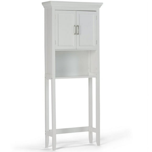 Pemberly Row Modern Wood 67" Space Saver Bathroom Cabinet in Pure White
