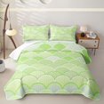 thumbnail image 2 of Manfei Kawaii Sea Princess Quilt King, Marine Fish Tail King Coverlet Set, Green, 3pcs, 1 Bedspread and 2 Pillowcases, 2 of 7