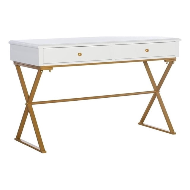 Pemberly Row Bureau en Métal Moderne / Contemporain à Deux Tiroirs, Blanc