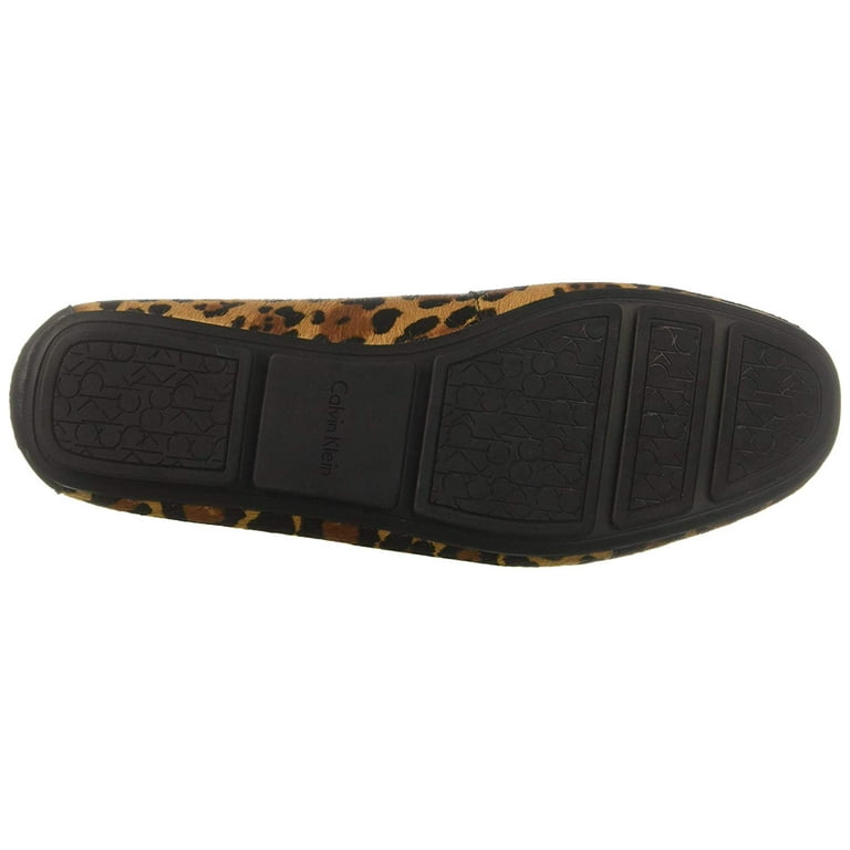 Calvin Klein Womens Lisette Leather Closed Toe Loafers Leopard